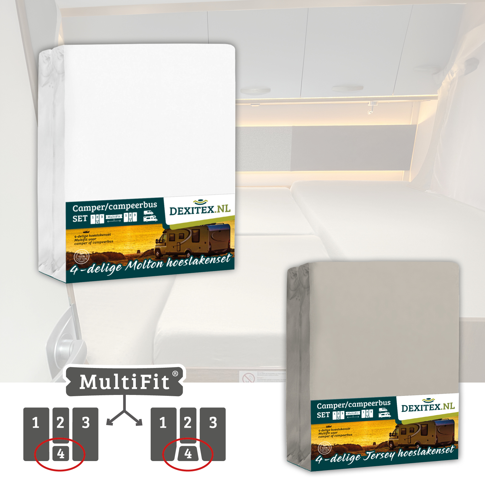 Ensemble textile 4 pièces avec matelas central -1 ensemble de draps-housses (4 pièces) et 1 ensemble de draps-housses (4 pièces)