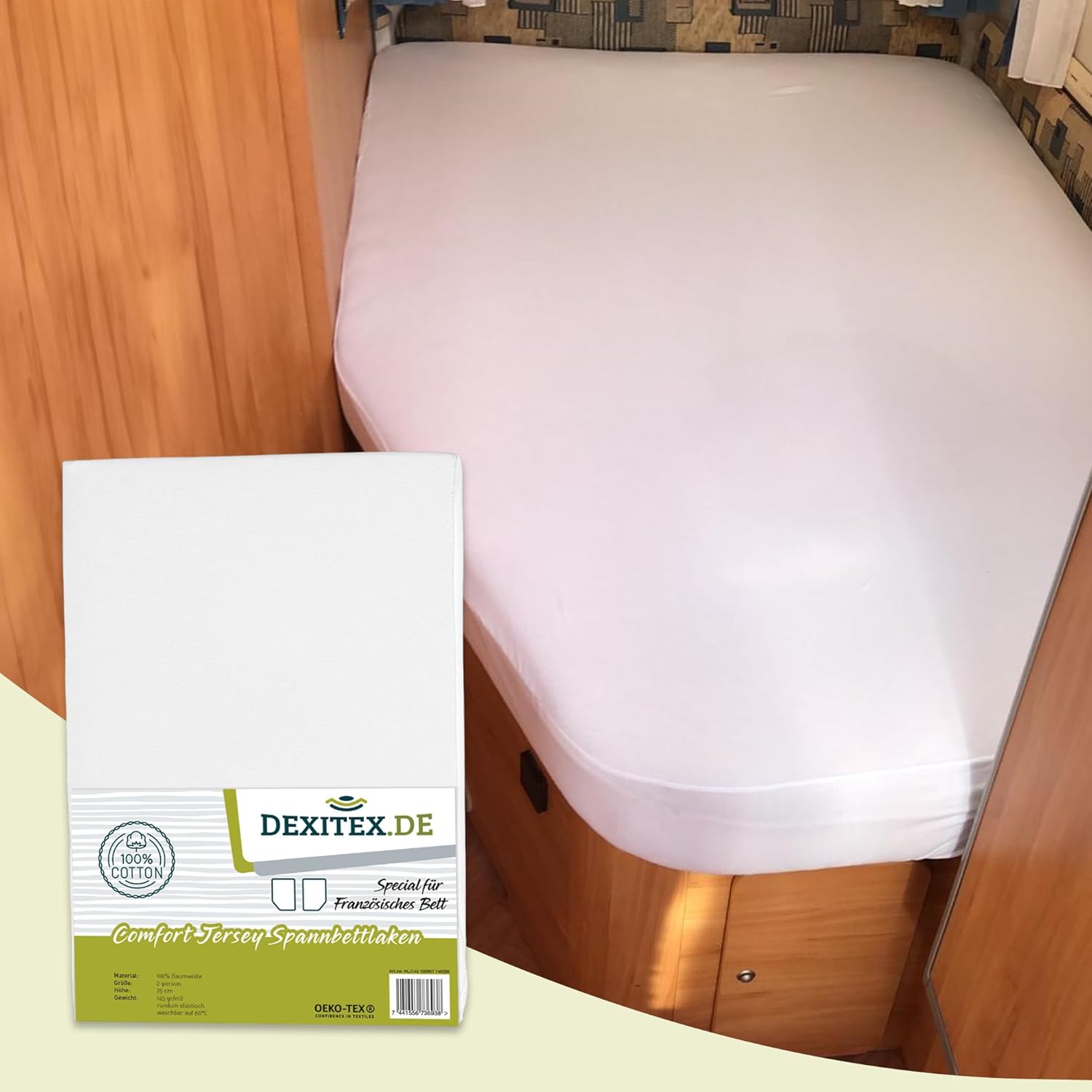 Drap housse Jersey lit français blanc, gris clair ou anthracite - gauche