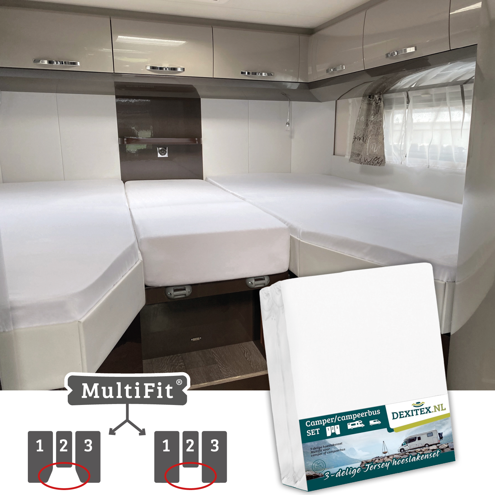 Ensemble 3 pièces avec matelas central -1 ensemble de draps-housses (3 pièces) et 1 ensemble de moltons (3 pièces)