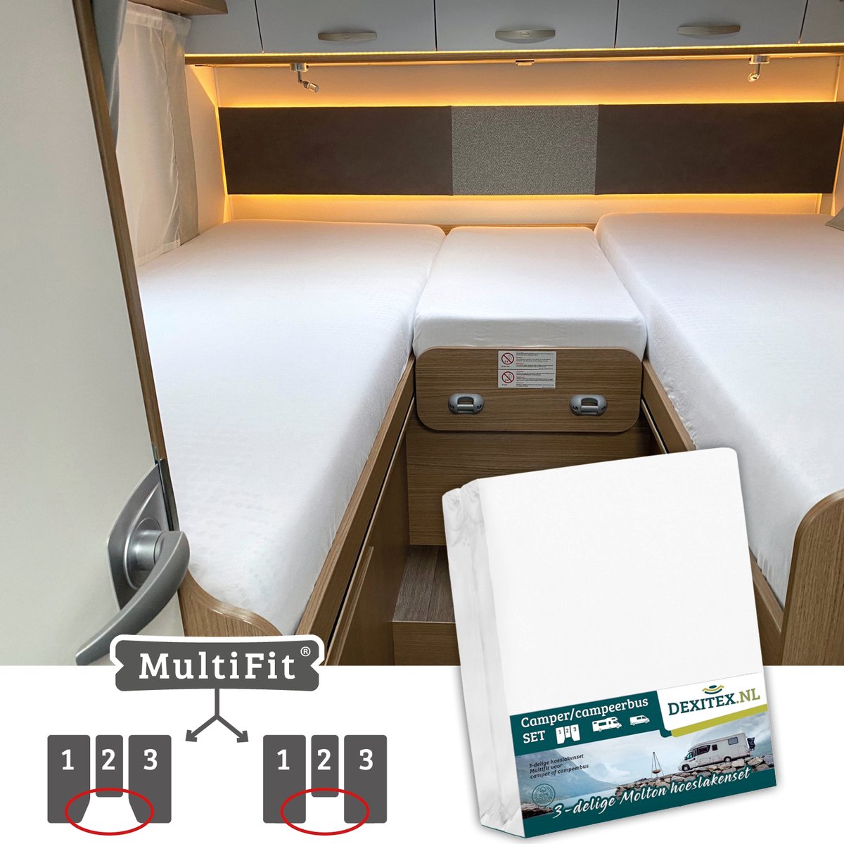 Ensemble de draps-housses Molton - 3 pièces avec matelas central