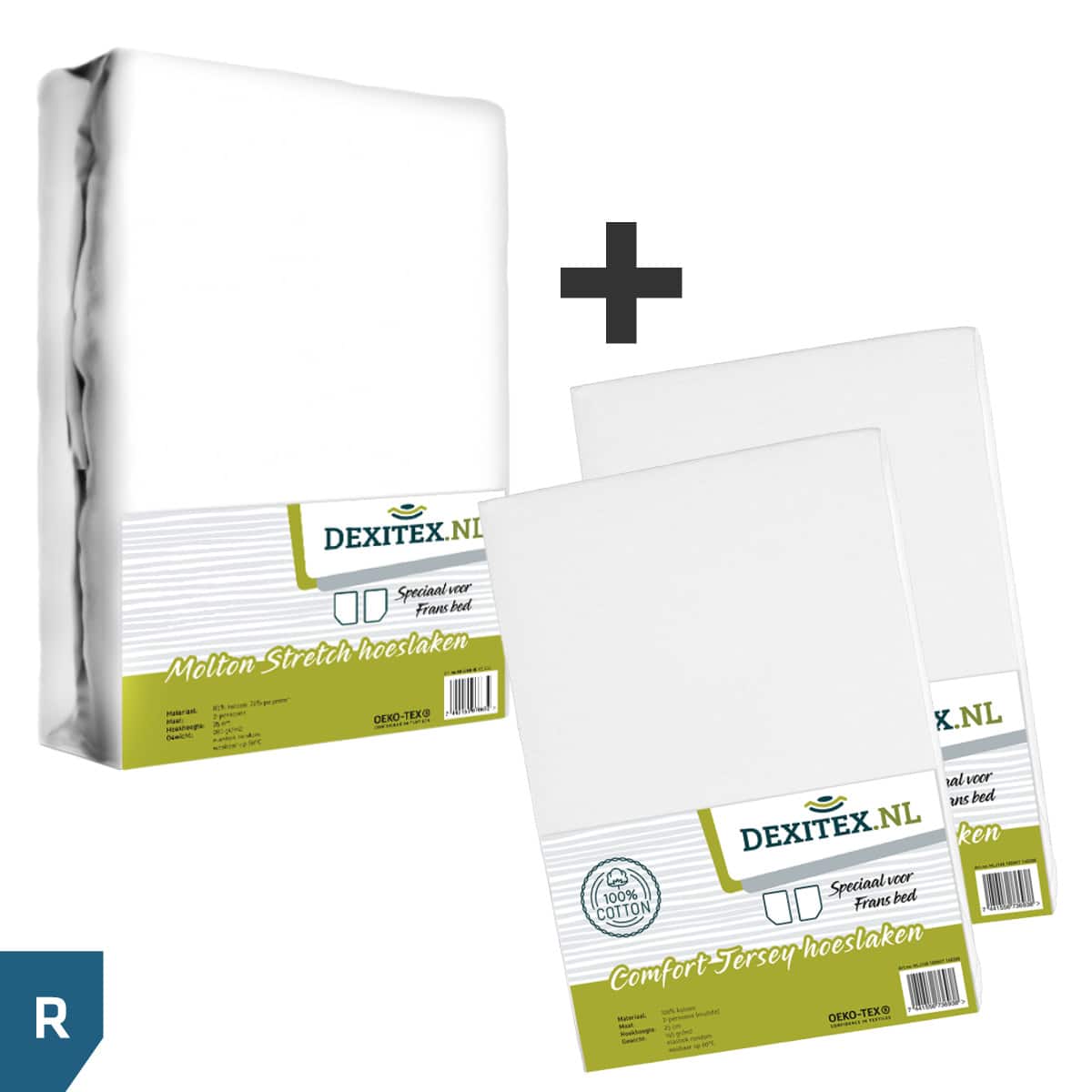 Paquet textile Lit français - 1 flanelle avec 2 draps-housses - droite