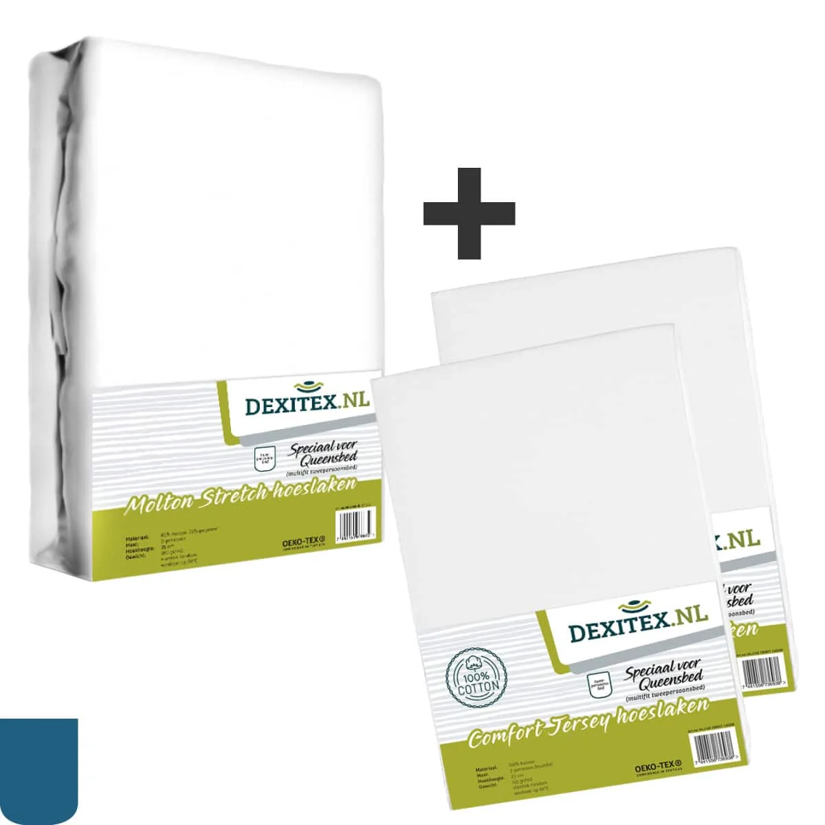 Ensemble textile lit queen/lit d'île - 1 drap flanelle avec 2 draps-housses en jersey